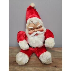 VINTAGE RUBBER FACE SANTA RUSHTON Toy Christmas Plush Decor 1950s